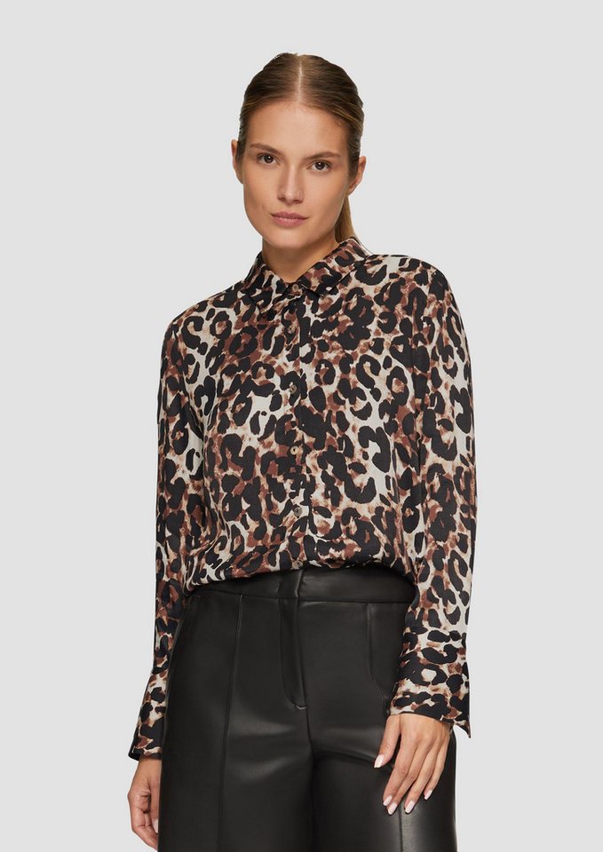 s.Oliver BLACK LABEL Langarmbluse Strukturierte Hemdbluse mit Leo-Print von s.Oliver BLACK LABEL