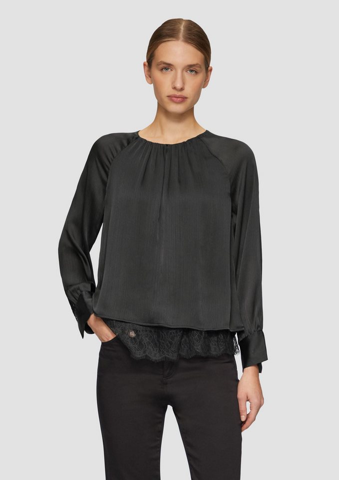 s.Oliver BLACK LABEL Langarmbluse Festive Viskosebluse mit Struktur und Raglanärmeln von s.Oliver BLACK LABEL