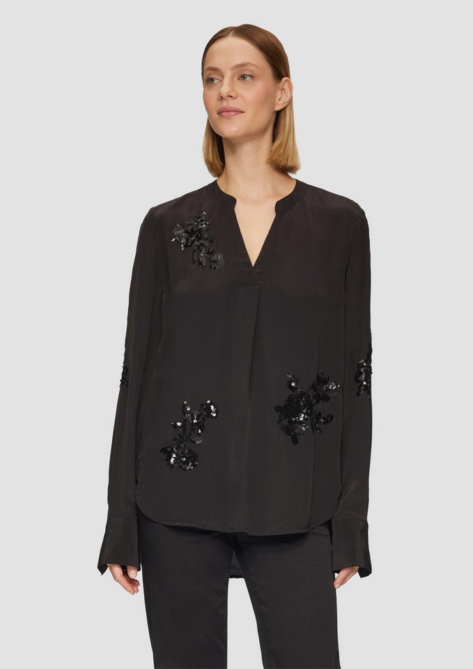 s.Oliver BLACK LABEL Langarmbluse Tunika-Bluse mit Pailletten-Detail Stickerei von s.Oliver BLACK LABEL