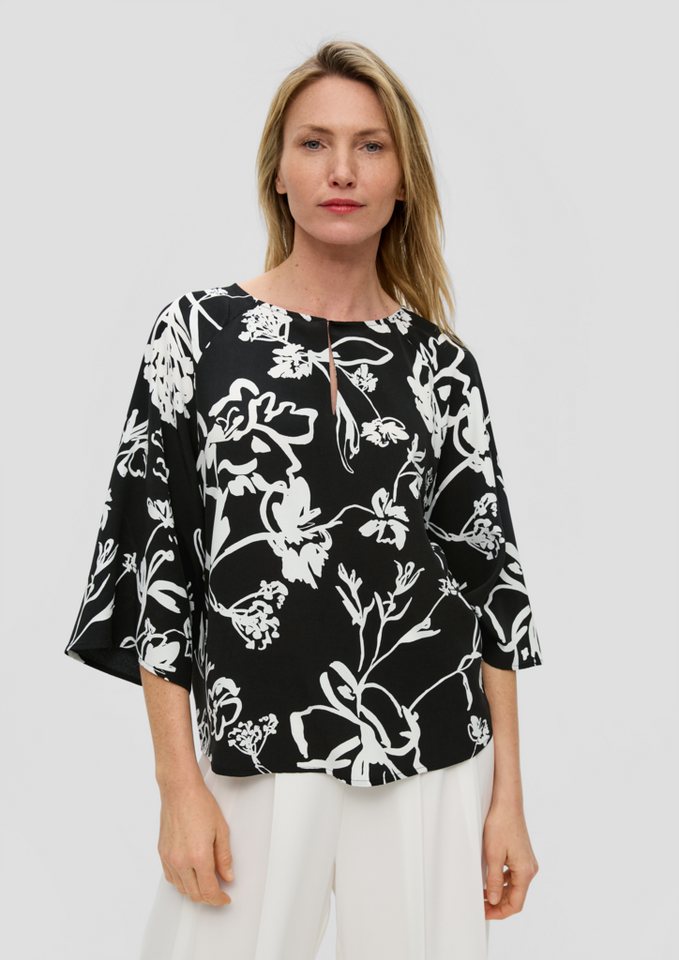 s.Oliver BLACK LABEL Langarmbluse Viskosebluse im Loose Fit Schlitz von s.Oliver BLACK LABEL