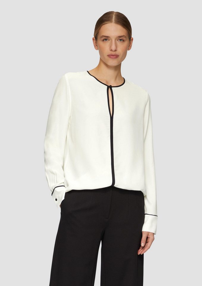 s.Oliver BLACK LABEL Langarmbluse Viskosebluse mit Kontrastdetails Kontrast-Details von s.Oliver BLACK LABEL