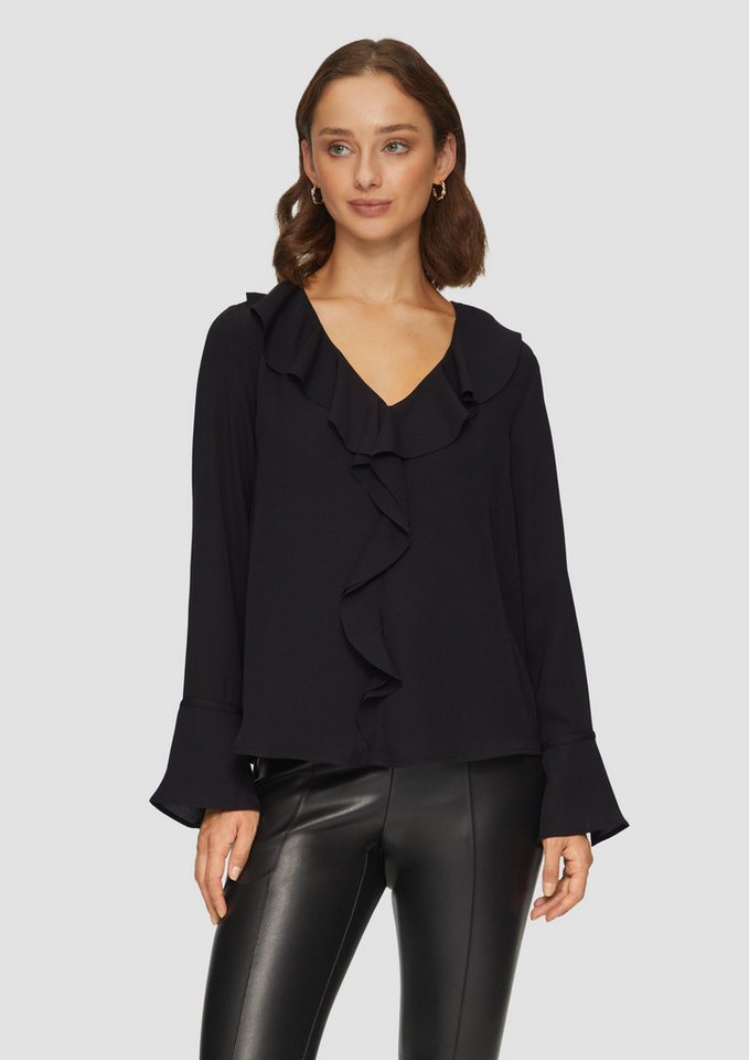 s.Oliver BLACK LABEL Langarmbluse Volantbluse mit V-Ausschnitt Volants s.Oliver BLACK LABEL Langarmbluse Volantbluse mit V-Ausschnitt Volants von s.Oliver BLACK LABEL