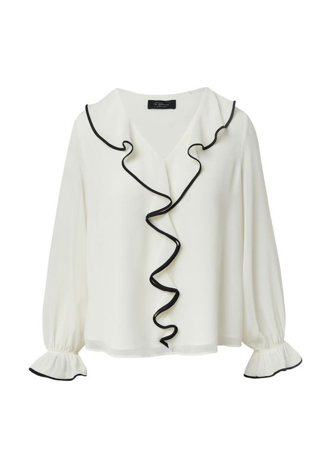 s.Oliver BLACK LABEL Langarmbluse s.Oliver – Bluse Damen – Volants & Kontrast‑Details – Regular Fit von s.Oliver BLACK LABEL