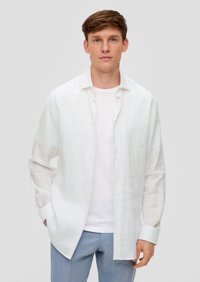 s.Oliver BLACK LABEL Langarmhemd Glänzendes Tailored Fit Hemd aus Leinen von s.Oliver BLACK LABEL