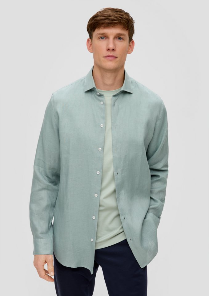 s.Oliver BLACK LABEL Langarmhemd Glänzendes Tailored Fit Hemd aus Leinen von s.Oliver BLACK LABEL