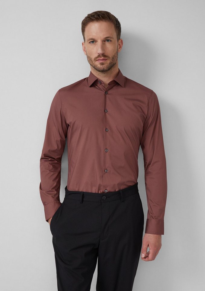 s.Oliver BLACK LABEL Langarmhemd Tailored Fit: Baumwollstretch-Hemd mit Kentkragen von s.Oliver BLACK LABEL