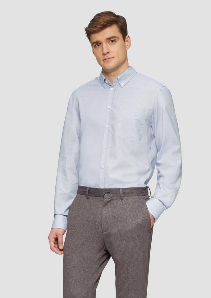 s.Oliver BLACK LABEL Langarmhemd Tailored Fit: Elastisches Baumwollhemd mit Strukturmuster von s.Oliver BLACK LABEL