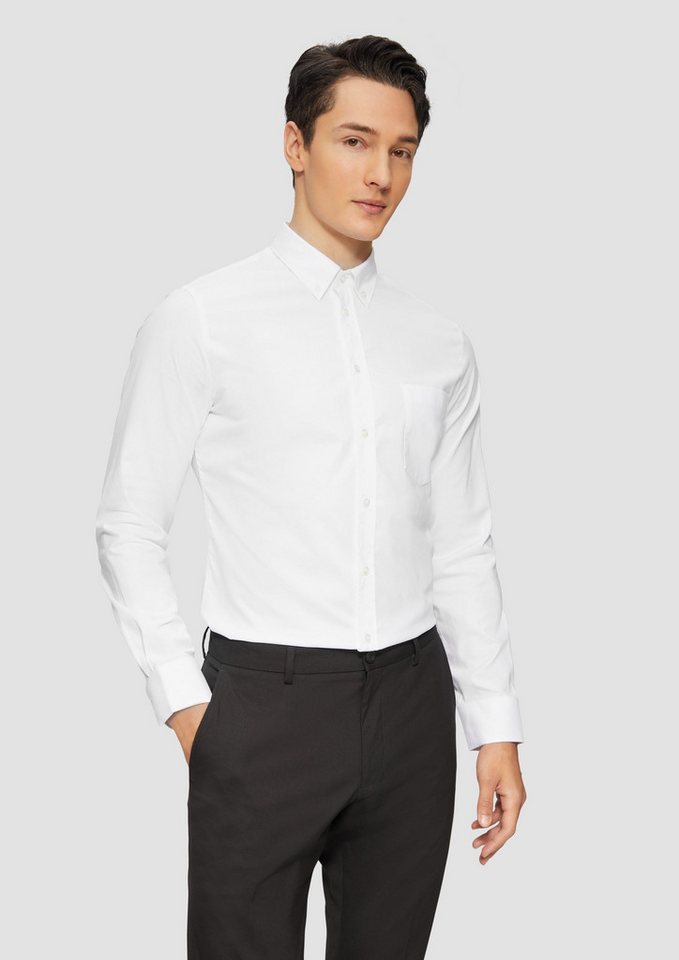 s.Oliver BLACK LABEL Langarmhemd Tailored Fit: Elastisches Baumwollhemd mit Strukturmuster von s.Oliver BLACK LABEL