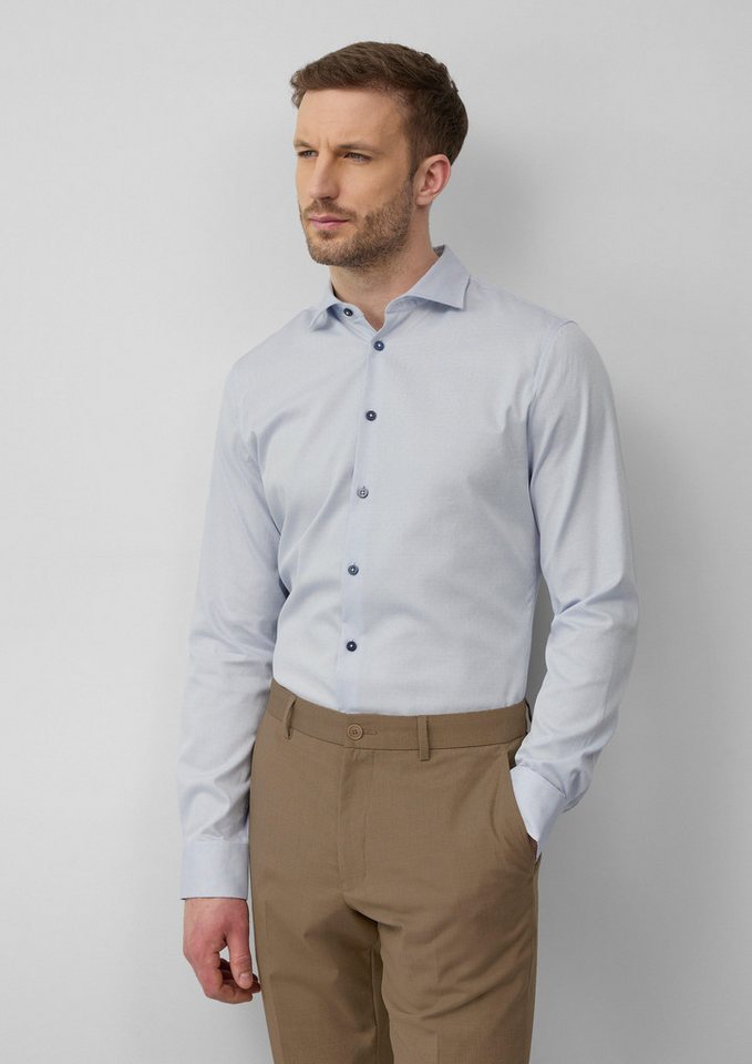 s.Oliver BLACK LABEL Langarmhemd Tailored Fit: Fein gemustertes Langarmhemd mit Haifisch-Kragen von s.Oliver BLACK LABEL