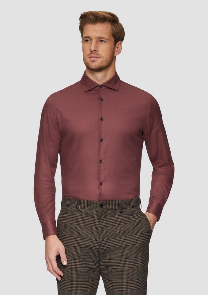 s.Oliver BLACK LABEL Langarmhemd Tailored Fit: Fein strukturiertes Hemd aus Comfort Stretch von s.Oliver BLACK LABEL