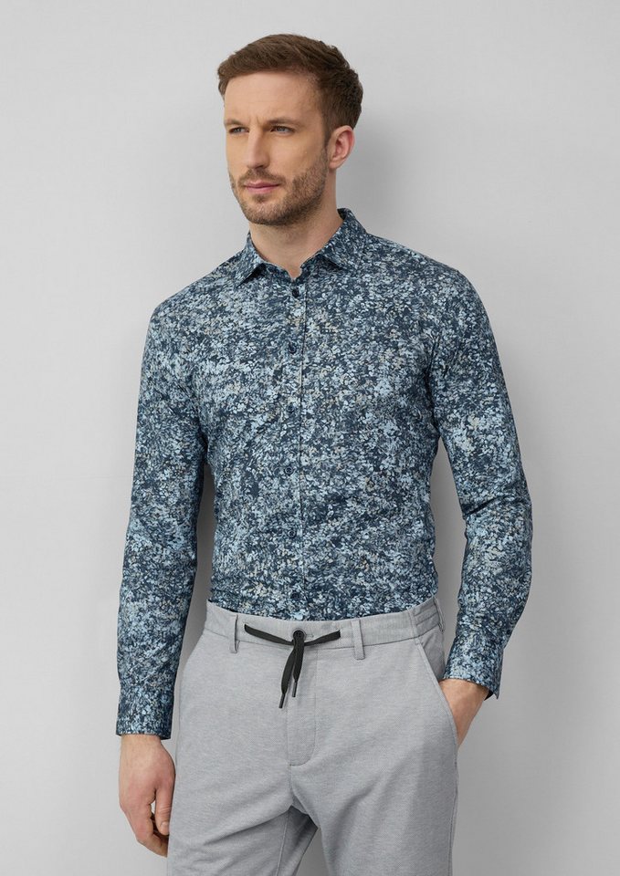 s.Oliver BLACK LABEL Langarmhemd Tailored Fit: Gemustertes Hemd aus Baumwollstretch von s.Oliver BLACK LABEL