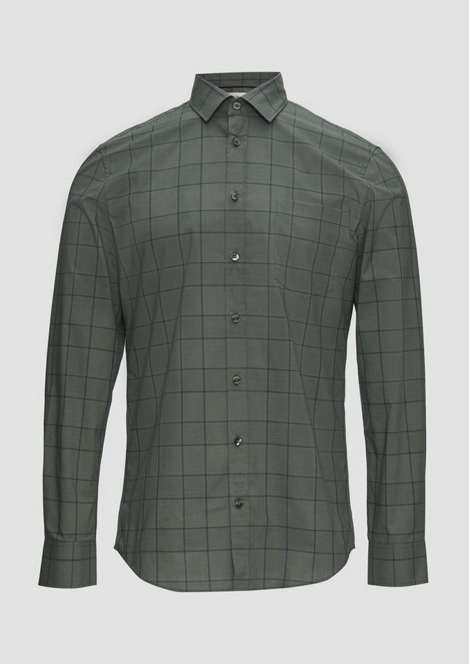 s.Oliver BLACK LABEL Langarmhemd Tailored Fit: Kariertes Hemd aus Baumwollstretch Artwork von s.Oliver BLACK LABEL