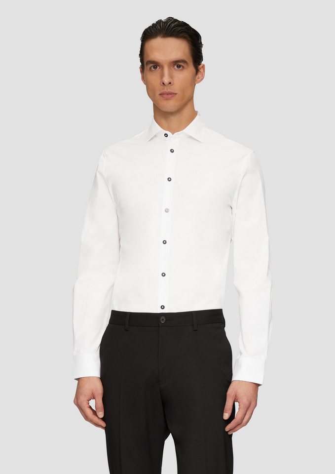 s.Oliver BLACK LABEL Langarmhemd Tailored Fit: Popeline-Hemd aus Baumwollstretch von s.Oliver BLACK LABEL