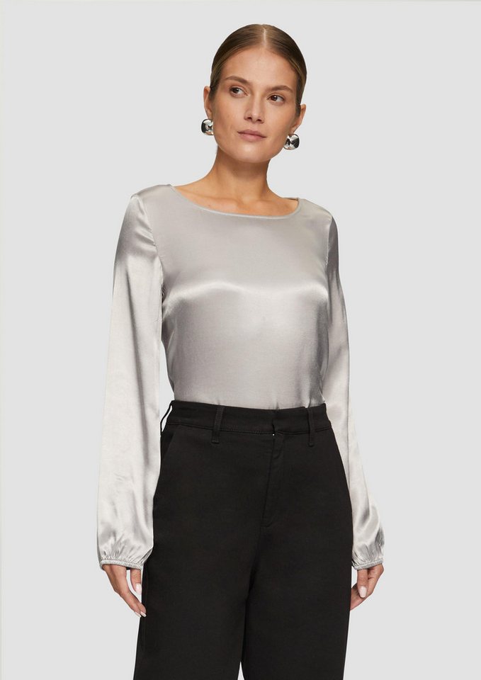 s.Oliver BLACK LABEL Langarmshirt Blusenshirt mit Materialmix und Bateau-Ausschnitt von s.Oliver BLACK LABEL