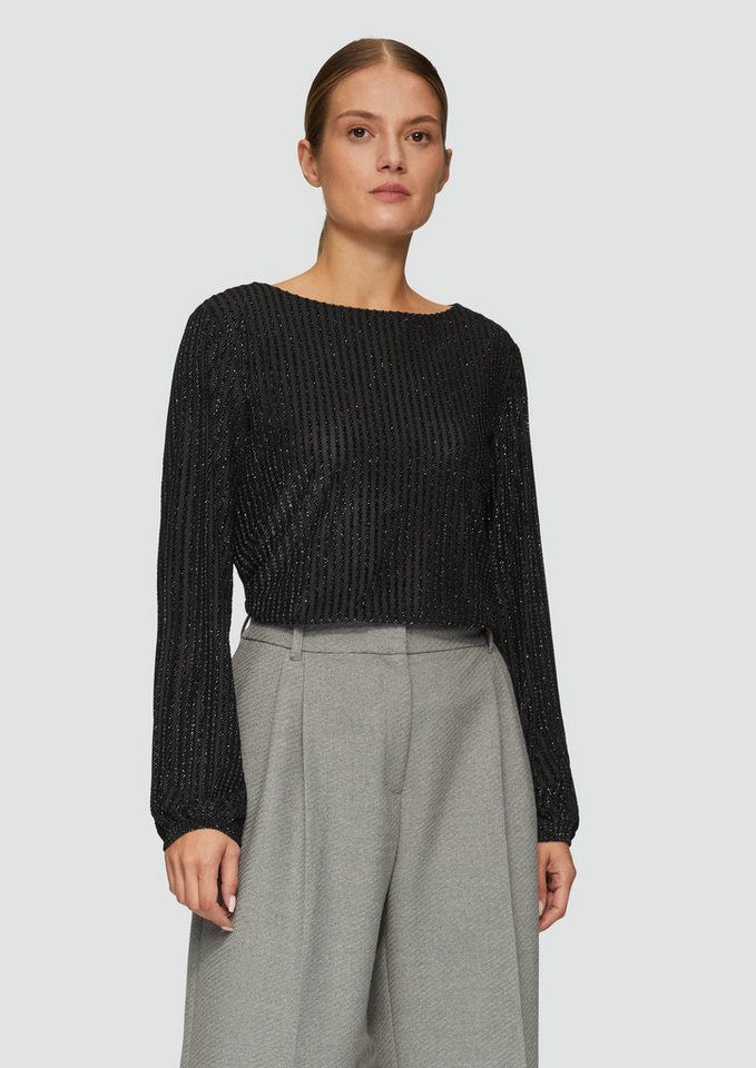 s.Oliver BLACK LABEL Langarmshirt Fließendes Langarmshirt mit Glitzerstreifen s.Oliver BLACK LABEL Langarmshirt Fließendes Langarmshirt mit Glitzerstreifen von s.Oliver BLACK LABEL