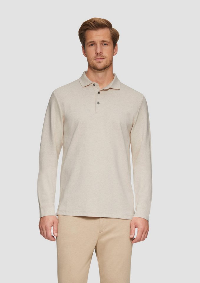 s.Oliver BLACK LABEL Langarmshirt Poloshirt im Slim Fit Label-Patch von s.Oliver BLACK LABEL