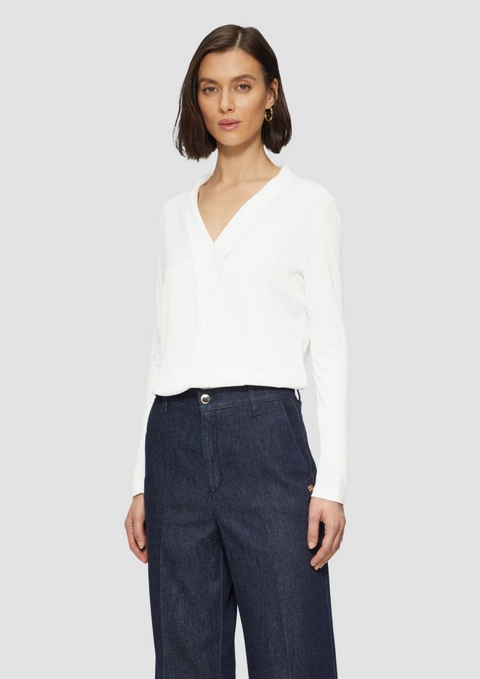 s.Oliver BLACK LABEL Langarmshirt Satin-Blusenshirt mit Blende von s.Oliver BLACK LABEL