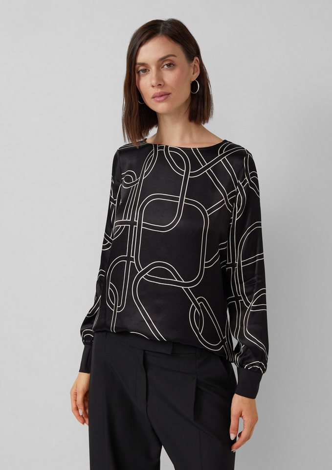 s.Oliver BLACK LABEL Langarmshirt Satinierte Viskose-Bluse mit Print s.Oliver BLACK LABEL Langarmshirt Satinierte Viskose-Bluse mit Print von s.Oliver BLACK LABEL
