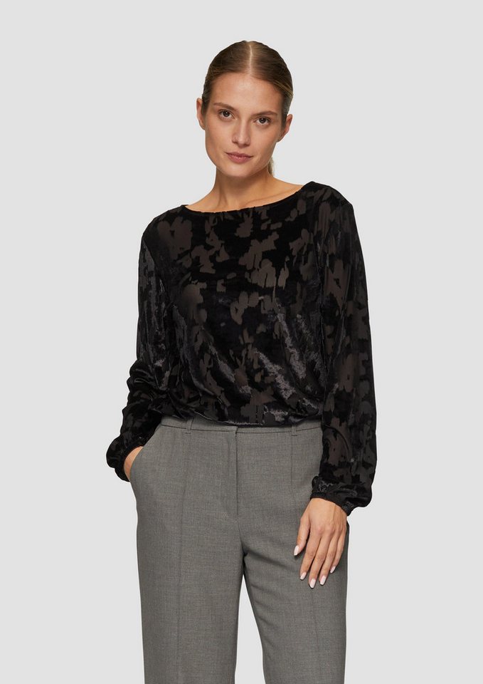 s.Oliver BLACK LABEL Langarmshirt Transparentes Samt-Longsleeve mit All-over-Muster von s.Oliver BLACK LABEL