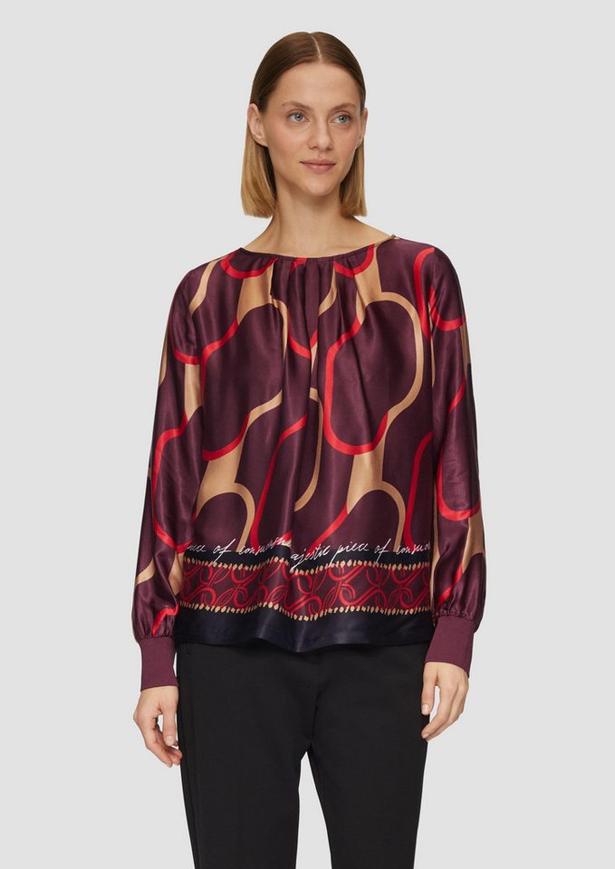 s.Oliver BLACK LABEL Langarmshirt Shirt im Fabricmix mit Raff-Details Raffung von s.Oliver BLACK LABEL