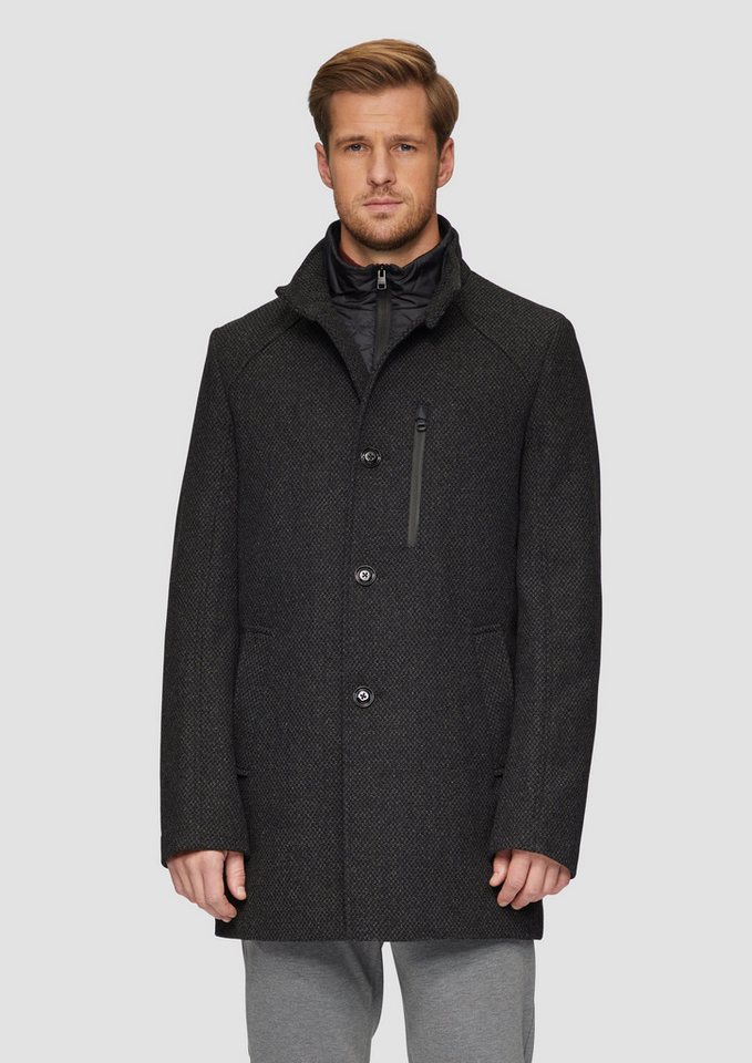 s.Oliver BLACK LABEL Langmantel Wattierter Wollmix-Mantel mit herausnehmbarem Einsatz herausnehmbares Futter von s.Oliver BLACK LABEL