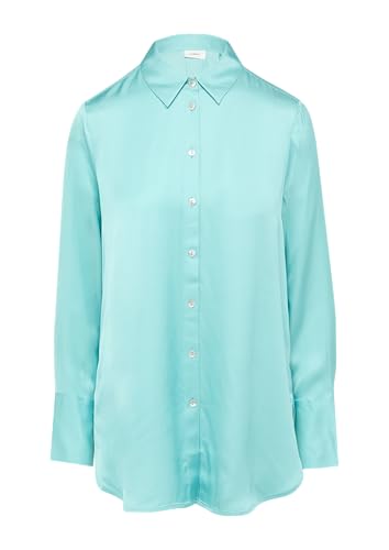 s.Oliver BLACK LABEL Longbluse aus Viskosesatin mit Perlmuttknöpfen türkis 44 von s.Oliver BLACK LABEL
