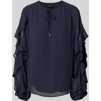 s.Oliver BLACK LABEL Loose Fit Chiffonbluse mit Rüschenärmeln in Marine, Größe 38 von s.Oliver BLACK LABEL