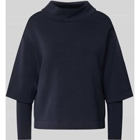 s.Oliver BLACK LABEL Loose Fit Sweatshirt aus Scuba mit überschnittenen Schultern in Marine, Größe 44 von s.Oliver BLACK LABEL