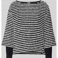 s.Oliver BLACK LABEL Loose Fit Sweatshirt mit Strukturstreifen in Black, Größe 38 von s.Oliver BLACK LABEL