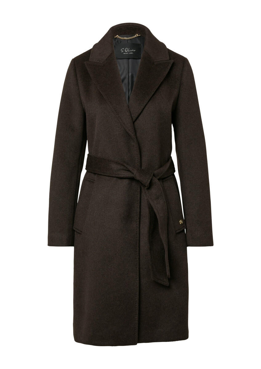 s.Oliver BLACK LABEL - Mantel aus Wollmix mit Jacquard-Futter braun - Gr. - 44 von s.Oliver BLACK LABEL