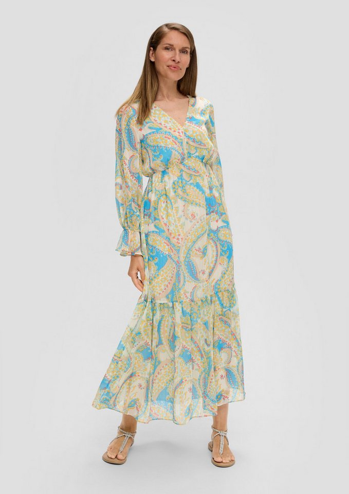 s.Oliver BLACK LABEL Maxikleid Chiffonkleid mit V-Ausschnitt Raffung von s.Oliver BLACK LABEL