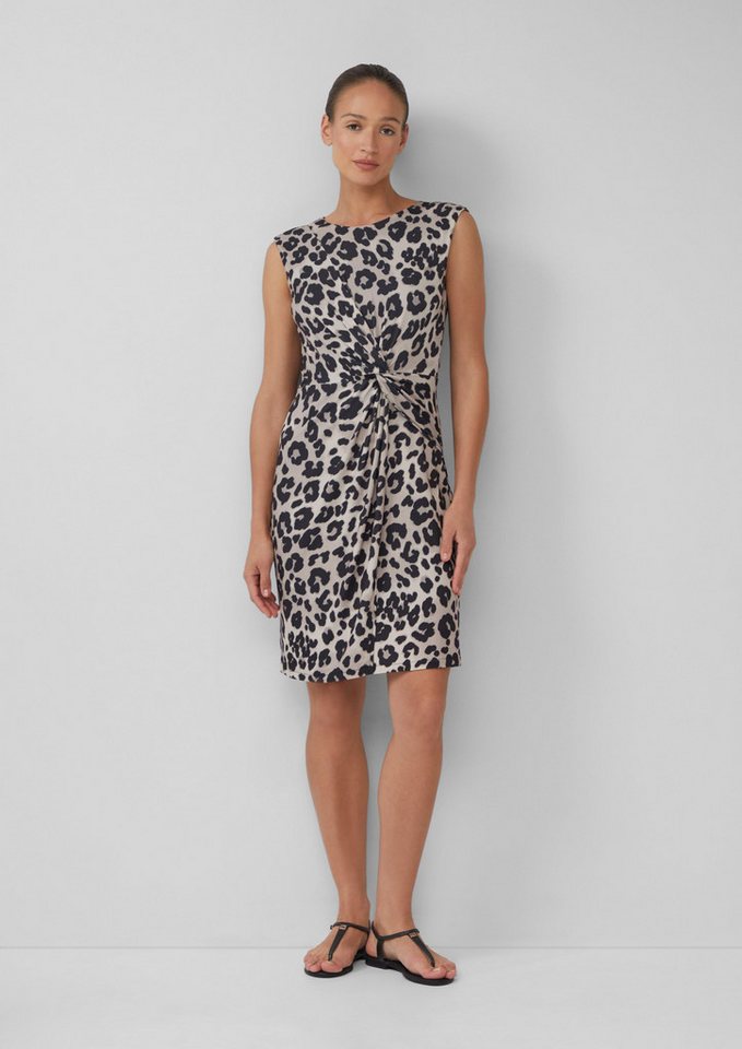s.Oliver BLACK LABEL Maxikleid Ärmelloses Jersey-Kleid mit Knoten-Detail und Leo-Print von s.Oliver BLACK LABEL