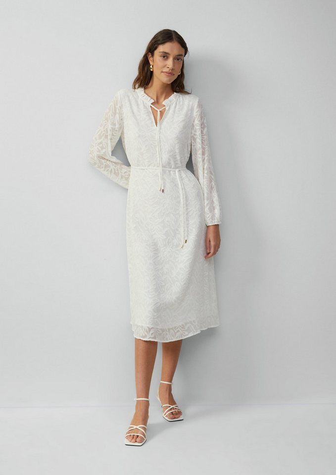 s.Oliver BLACK LABEL Maxikleid Langes Kleid mit Tunika-Ausschnitt und Rüschen von s.Oliver BLACK LABEL