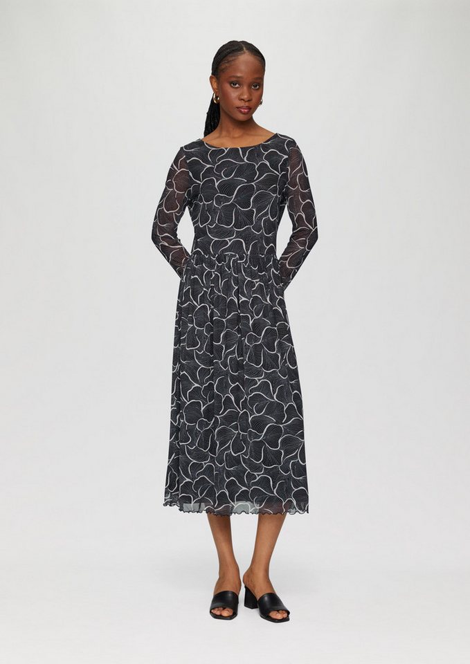 s.Oliver BLACK LABEL Maxikleid Mesh-Kleid mit U-Boot-Ausschnitt Raffung von s.Oliver BLACK LABEL