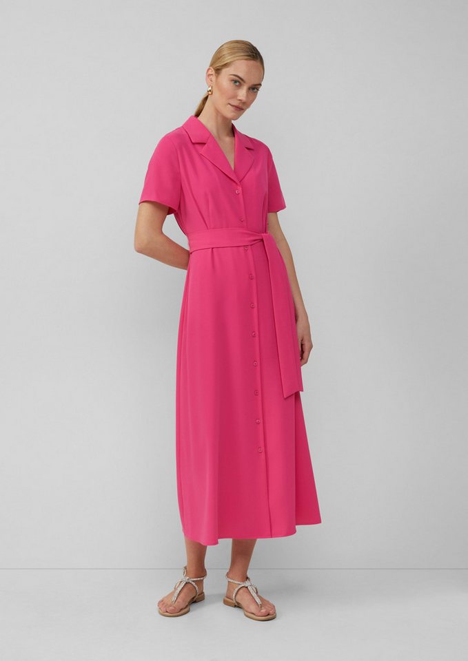 s.Oliver BLACK LABEL Maxikleid Tailliertes Maxikleid aus Crêpe mit Reverskragen und Bindegürtel von s.Oliver BLACK LABEL