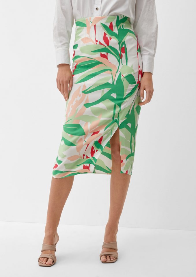 s.Oliver BLACK LABEL Maxirock Midi-Rock mit Allover-Print Ziernaht von s.Oliver BLACK LABEL