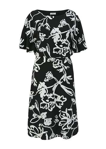s.Oliver BLACK LABEL Damen 2141853 Midi Kleid mit Allover Muster, schwarz 99A1, 46 von s.Oliver BLACK LABEL