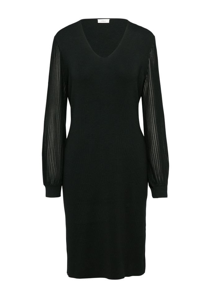 s.Oliver BLACK LABEL Midikleid - Feinstrick-Kleid mit V-Ausschnitt und transparenten Ärmeln s.Oliver BLACK LABEL Midikleid - Feinstrick-Kleid mit V-Ausschnitt und transparenten Ärmeln von s.Oliver BLACK LABEL