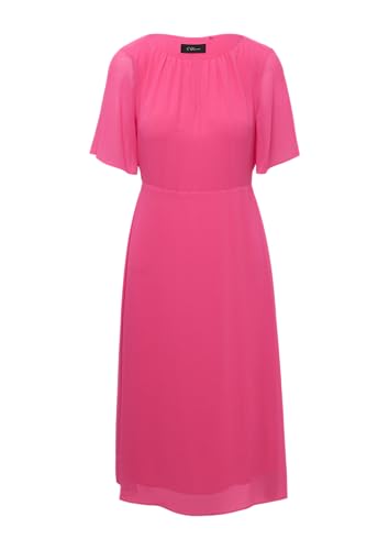 s.Oliver BLACK LABEL Midikleid aus Chiffon mit kurzen Ärmeln und blickdichtem Futter pink 34 von s.Oliver BLACK LABEL