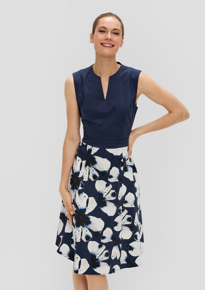 s.Oliver BLACK LABEL Minikleid Floral gemustertes Kleid mit Tunika-Ausschnitt von s.Oliver BLACK LABEL