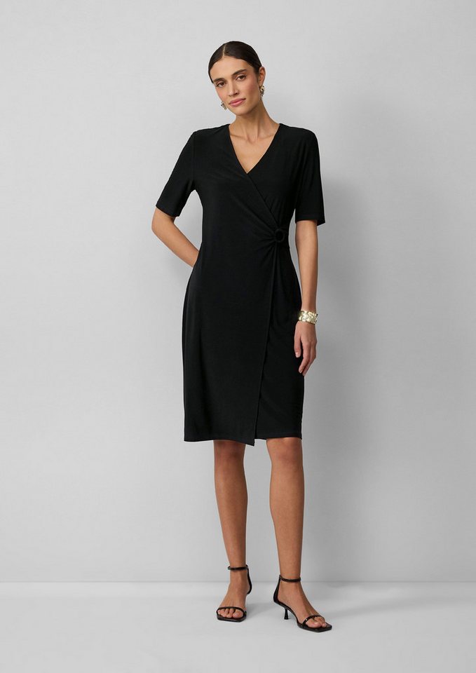 s.Oliver BLACK LABEL Minikleid Midikleid in Wickeloptik mit Ring-Detail Raffung von s.Oliver BLACK LABEL