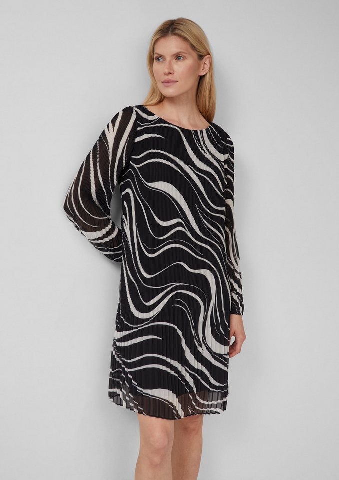 s.Oliver BLACK LABEL Minikleid Plissiertes Chiffonkleid mit All-over-Print und Viskosefutter von s.Oliver BLACK LABEL