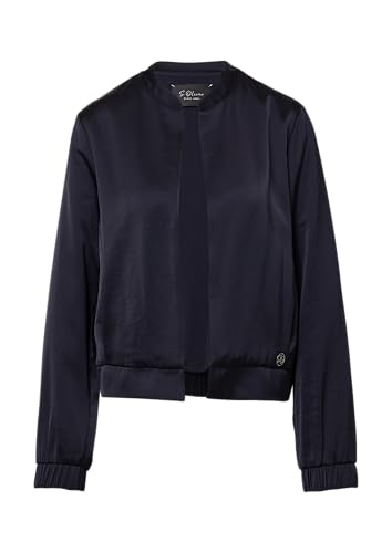 s.Oliver BLACK LABEL Offener Satinblouson mit Elastikbund Navy 38 von s.Oliver BLACK LABEL