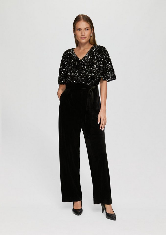s.Oliver BLACK LABEL Overall Jumpsuit aus Samt mit Pailletten von s.Oliver BLACK LABEL