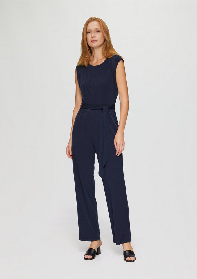 s.Oliver BLACK LABEL Overall Fließender Jersey-Jumpsuit mit Falte und Bindegürtel Bindegürtel von s.Oliver BLACK LABEL