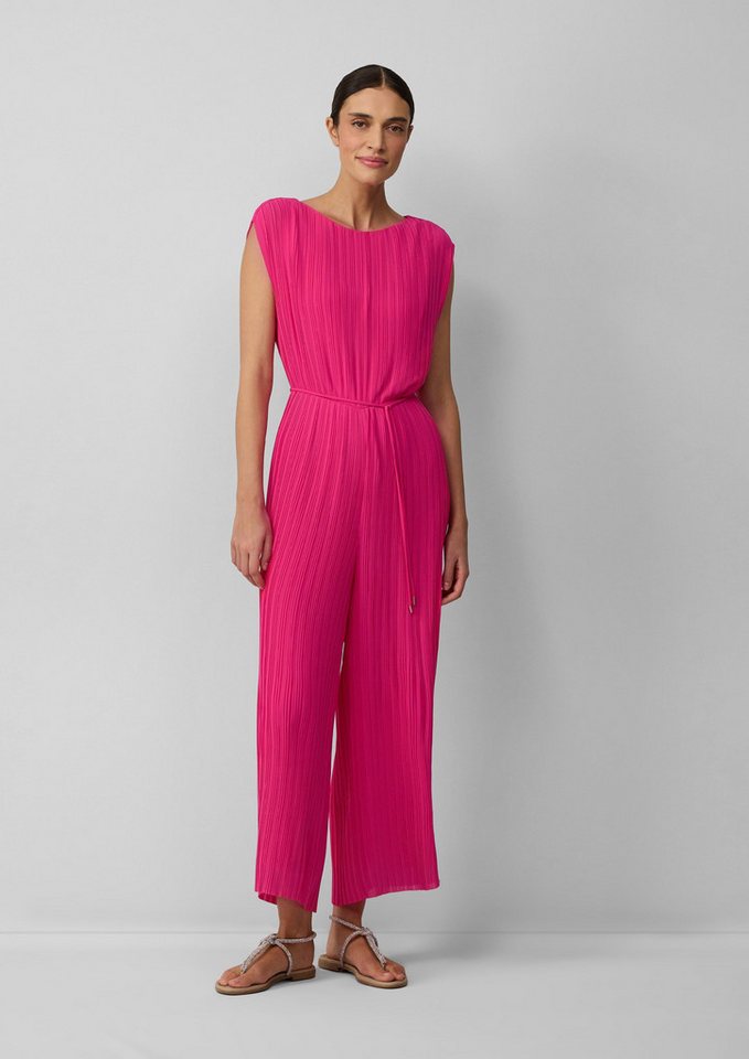 s.Oliver BLACK LABEL Overall Plissierter Jumpsuit aus Chiffon mit Bindegürtel Gummizug von s.Oliver BLACK LABEL