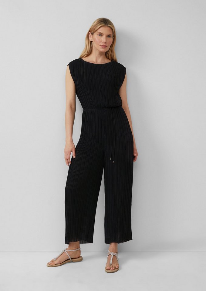s.Oliver BLACK LABEL Overall Plissierter Jumpsuit aus Chiffon mit Bindegürtel Gummizug von s.Oliver BLACK LABEL