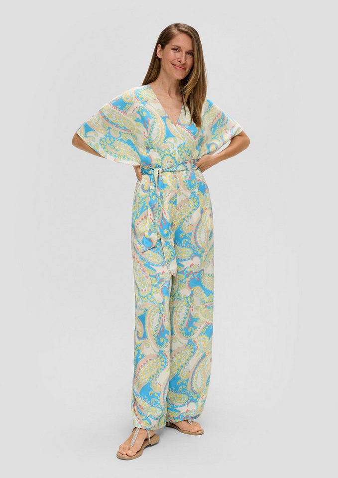 s.Oliver BLACK LABEL Overall Satin-Jumpsuit mit weitem Bein Bindegürtel von s.Oliver BLACK LABEL