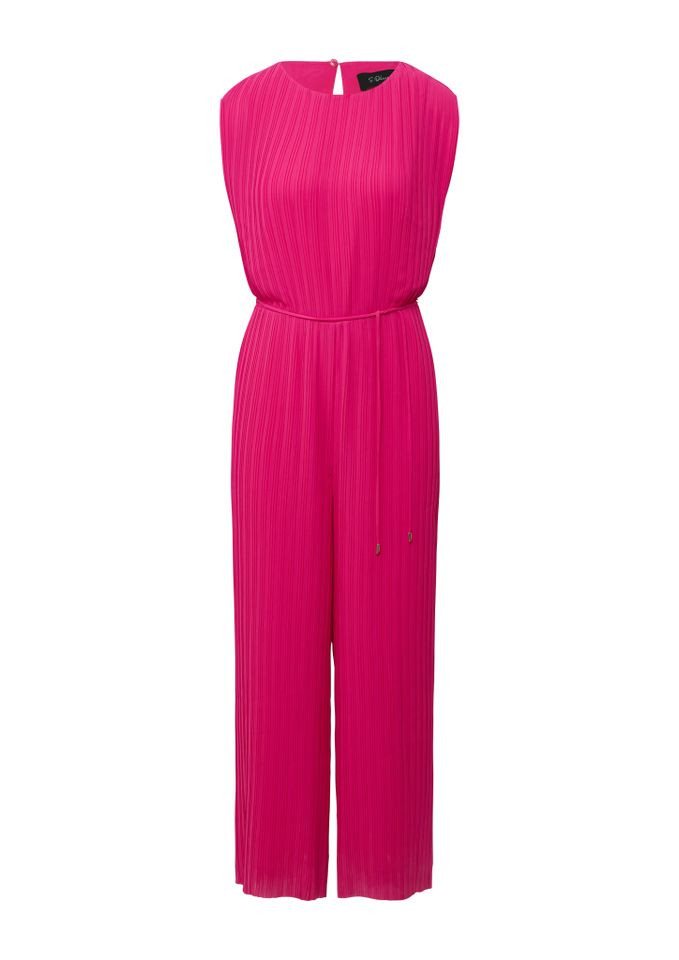 s.Oliver BLACK LABEL Jumpsuit - Eleganter Jumpsuit aus Chiffon mit Plisseefalten und Bindegürtel von s.Oliver BLACK LABEL