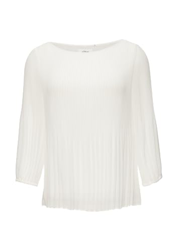 s.Oliver BLACK LABEL Plisseebluse mit 3/4-Arm Creme 46 von s.Oliver BLACK LABEL